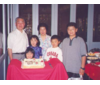 Jun Shong's retirement at Flamingo Restaurant. From left to right: Jun Shong, Brianna (grand-daughter), Audrey (grand-daughter), Kui Ling (wife), Alvin (nephew), Abraham (nephew) - 1998.